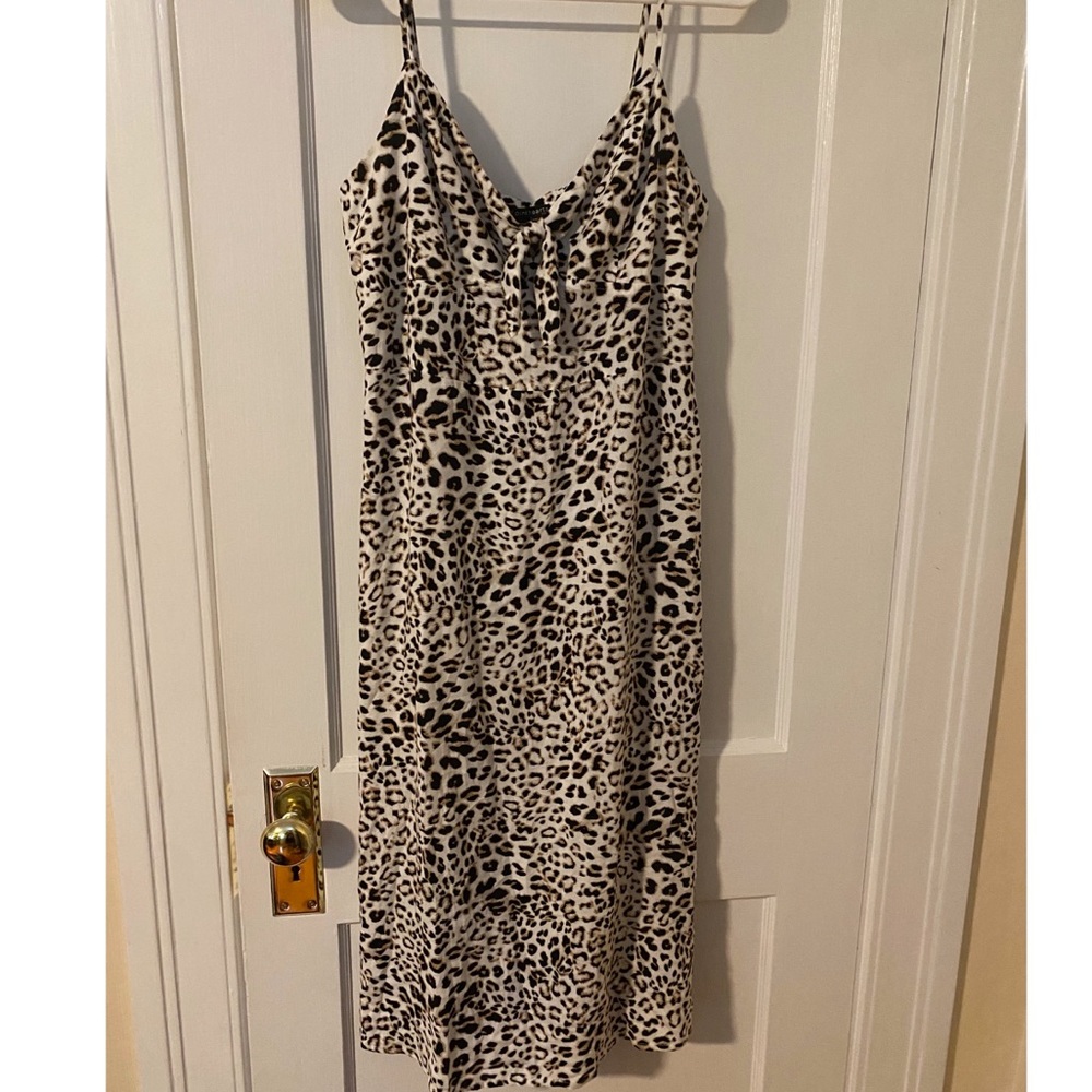 Leopard print midi dress